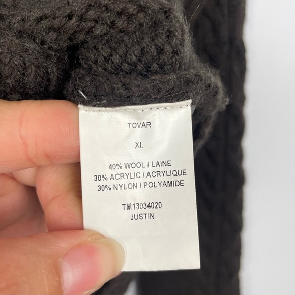 Revolve Tovar Brown Wool Blend Leather Strap Closure Cable Knit Sweater - Picture 5 of 6